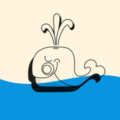 Whale icon with water fountain blow