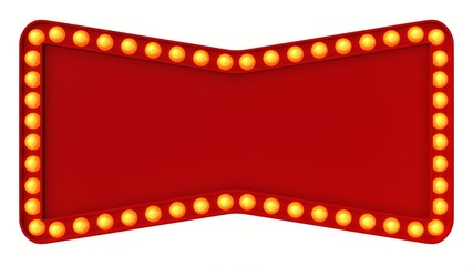 Red Marquee light board sign retro on white background. 3d rendering