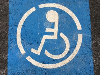 Painted parking sign reserved for the handicapped 