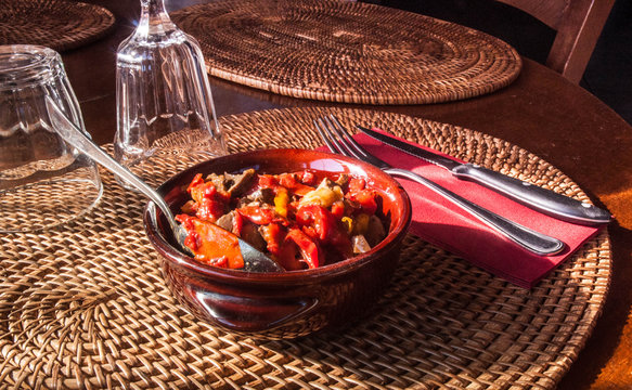 Coratella con peperoni