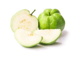 Green guava fruit on white background, Topical fruit for healhty concept