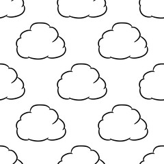Seamless pattern from сloud thought of black brush lines on white background of vector illustrations