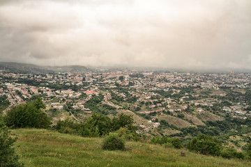 Aerial top view of Stepanakert, Armenia.
