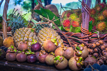 Thai fruits in the garden to bring tourists to eat.