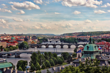 Obraz premium Overview over prague and the moldau from a higher point of view