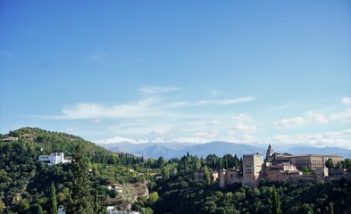Fototapeta na wymiar View on mountains and city of Granada in Spain