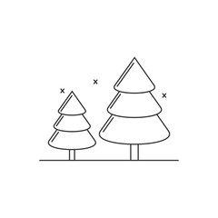 Christmas tree logo icon design concept outline, thin line, mono line