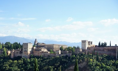 Fototapeta na wymiar Skyline with Alhambra in Spain