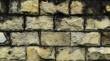 dirty and old yellow brick wall for background
