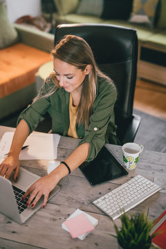 Young woman working from home