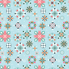 Floral Snowflake seamless pattern - 180255558