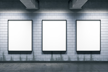 Metro station with empty posters