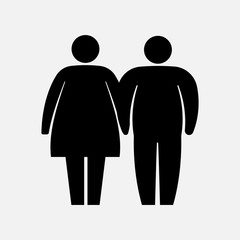 Heavy Couple Icon. Fat Family Icon. Husband and wife logo. Vector illustration.