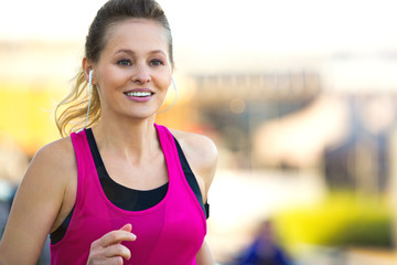 Woman running in urban area
