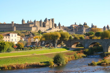Obraz premium Château et remparts de la cite de Carcassonne, France