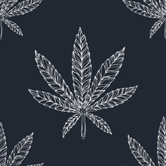 Cannabis leafs seamless vector pattern