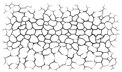 Earth cracks or stone on white background. Cracked concrete wall texture design in grunge with polygon rock style.