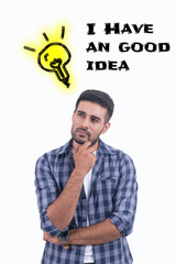 Handsome man have a good ideas isolate on white background,this has clipping path