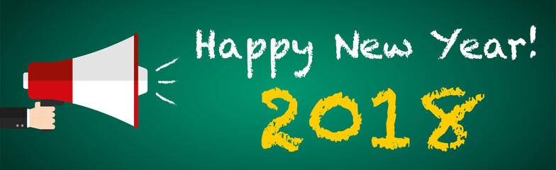 Happy New Year 2018, Board Megaphone
