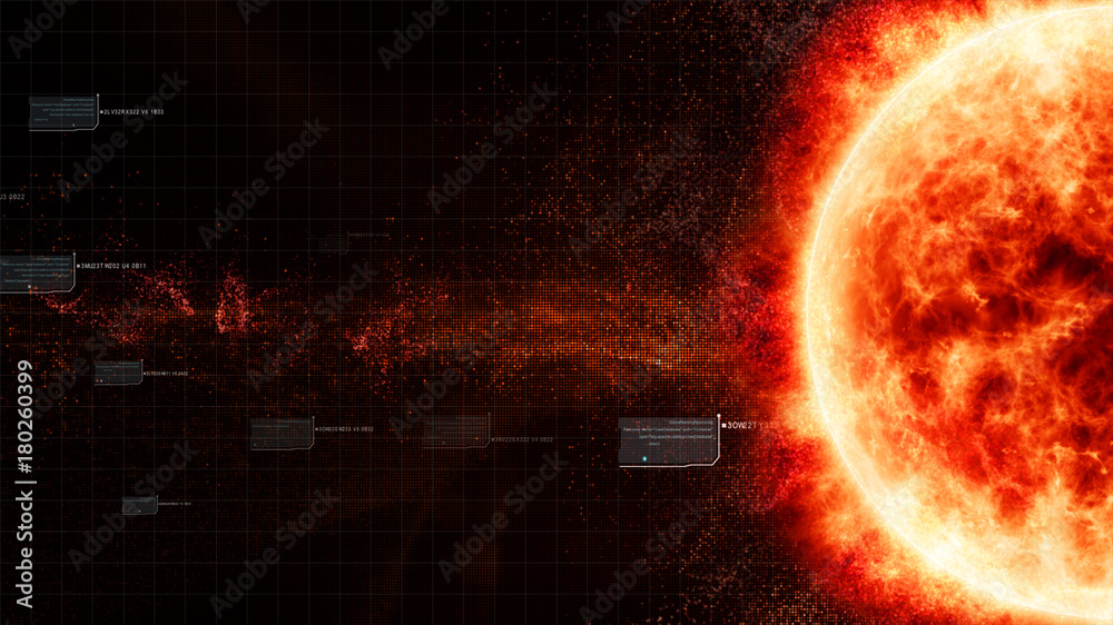 Aufkleber Hi-tech user interface head up display Sun Solar Flare Particles for background computer desktop screen display