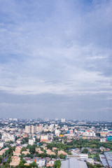 city buildings with blue sky
