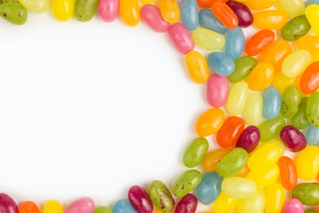 background of jelly beans with different colors and flavors