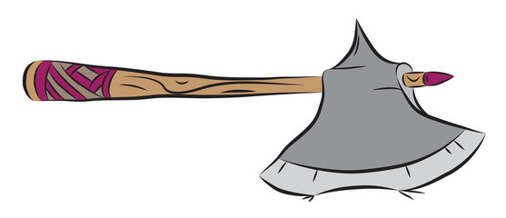 Sharp axe, hand weapon pounded on ground