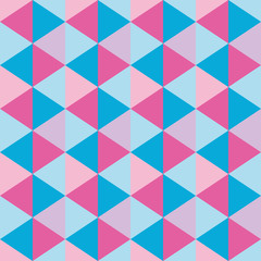 seamless geometric pattern of triangles in pink and blue