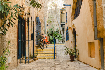 Street architecture in old jaffa in israel