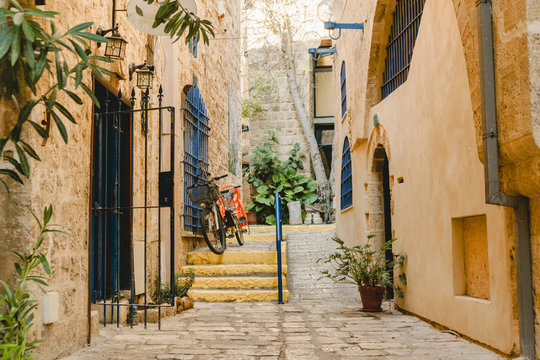 Street architecture in old jaffa in israel
