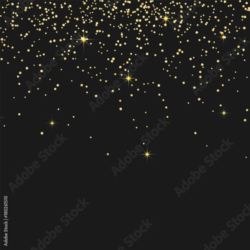 "Golden confetti on a black background" Stock image and royalty-free