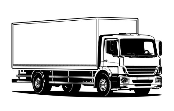 Vector Truck Outline Template Isolated On White