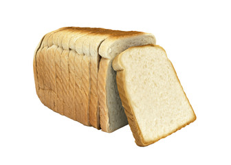 Sliced bread isolated on white background without shadow 3d