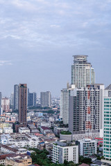 バンコク下町街ビル、青空、ビジネス、都会