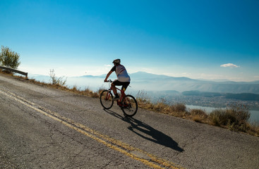 bikers uphill just before the end in Ligiades Ioannina race Greece