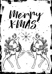 Fototapeta premium Christmas gift tag and card with calligraphy. Hand drawn design flyers. Handwritten modern lettering. Vector.