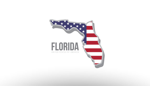 Vector illustration of a county state with US united states flag