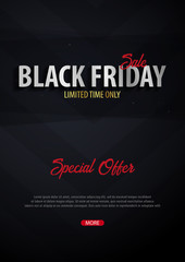 Black Friday Sale poster or Flyer. Discount background for the online store, shop, promotional leaflet, poster, banner. Vector illustration.