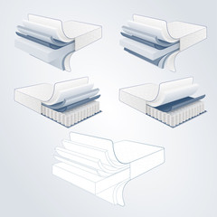 vector set mattress section on layers