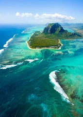 Fotobehang Le Morne, Mauritius Aerial view of Mauritius island