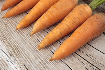 carrots on wooden table