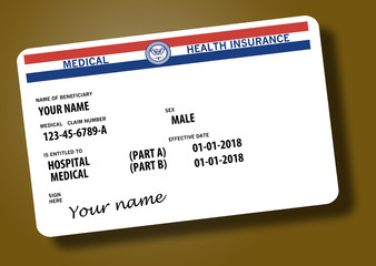 Generic medicare card. Very generic. Medicare name is not used on the card. - obrazy, fototapety, plakaty
