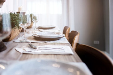 luxury dinning room with wooden table and classic style chair