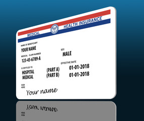 Generic medicare card. Very generic. Medicare name is not used on the card. - obrazy, fototapety, plakaty