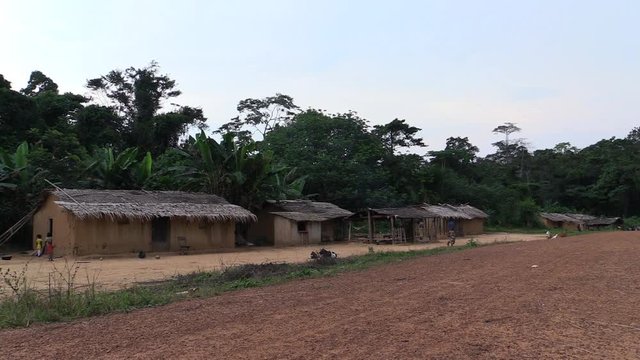 Village in Africa with wooden houses
