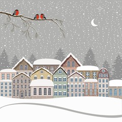 Obraz na płótnie Canvas Winter card with Christmas houses