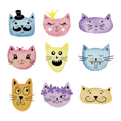 Cats, set of cute doodle.