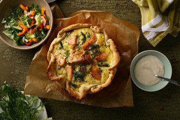 Tasty quiche pie with fish