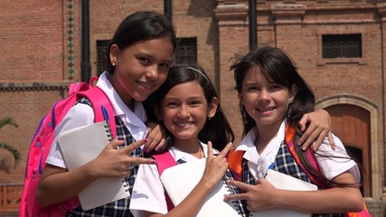 Female Students And Peace Sign