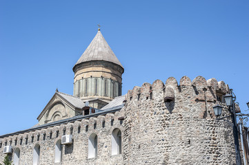Fototapeta na wymiar Georgia, the first capital of Mtskheta. The cathedral patriarchal cathedral of all Georgia Svetitskhoveli, a monument of the World Heritage of Humanity.